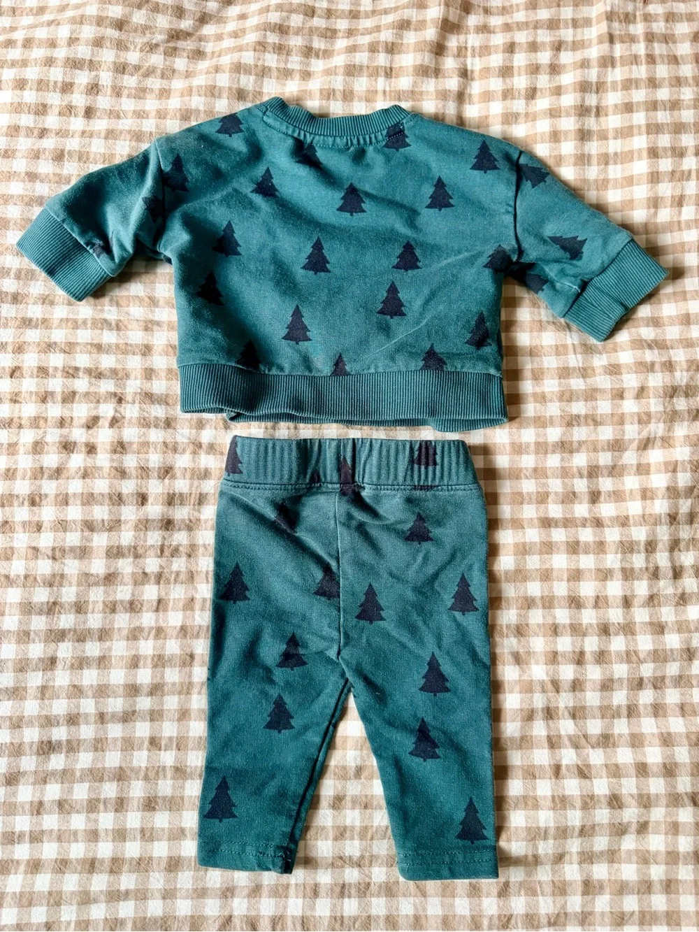 Hanna Andersson Green Set with Dark Tree Print